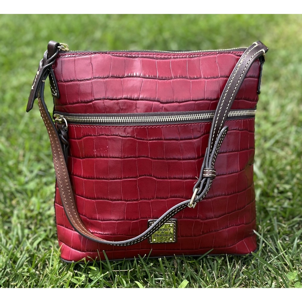 Dooney & Bourke Shoulder Bag Womens Large Croc Embossed Leather Crossbody Purse